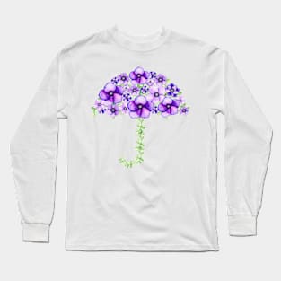 Purple Flower Umbrella Long Sleeve T-Shirt